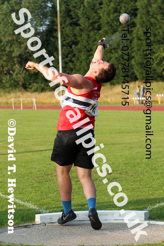 Shot putt, 2021 North East Grand Prix 5, Monkton, Wednesday, July 21st. Photo: David T. Hewitson/Sports for All Pics